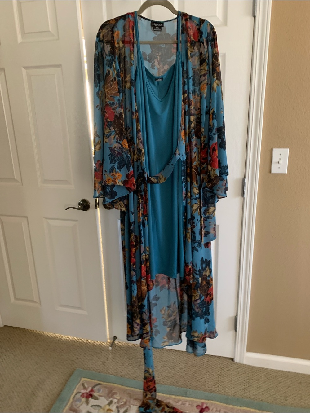 NWOT City Chic Blue Floral Long-Sleeve Wrap Dress with Tie Waist